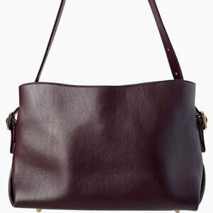 Cloth & Paper Valencia Madrid Leather Shoulder Tote Bag Burgundy Work Structured